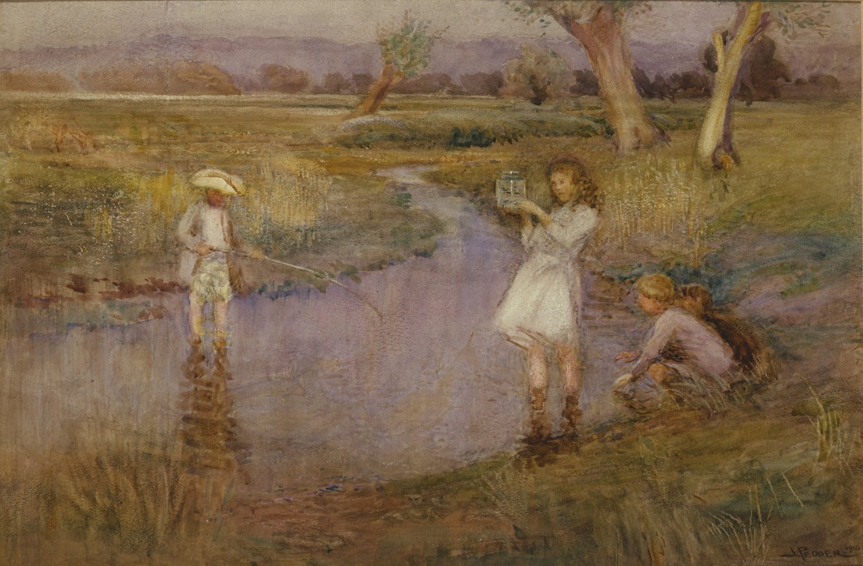 Minnows fangen - Town Meadows, Maidstone, Kent von John Pedder