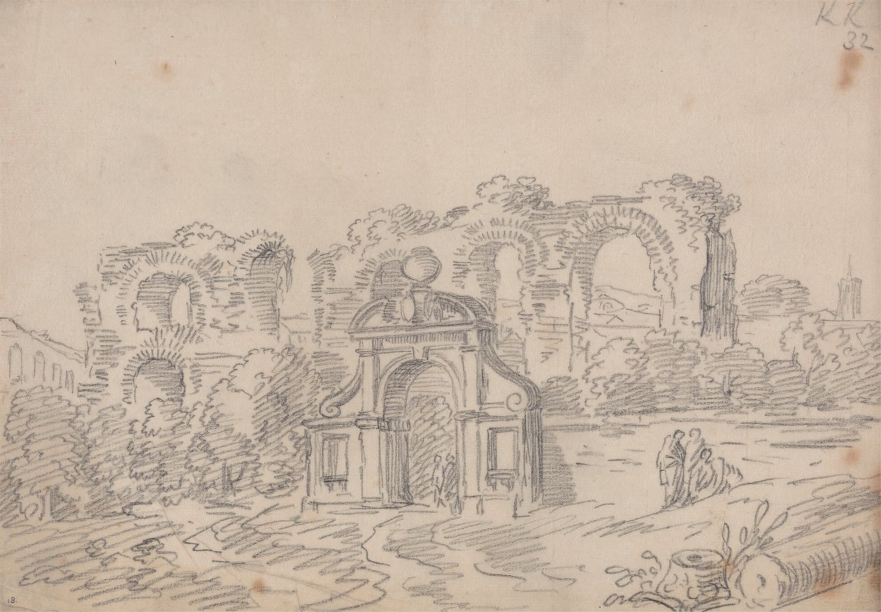 Barocker Bogen und römische Aquäduktruinen von John Robert Cozens