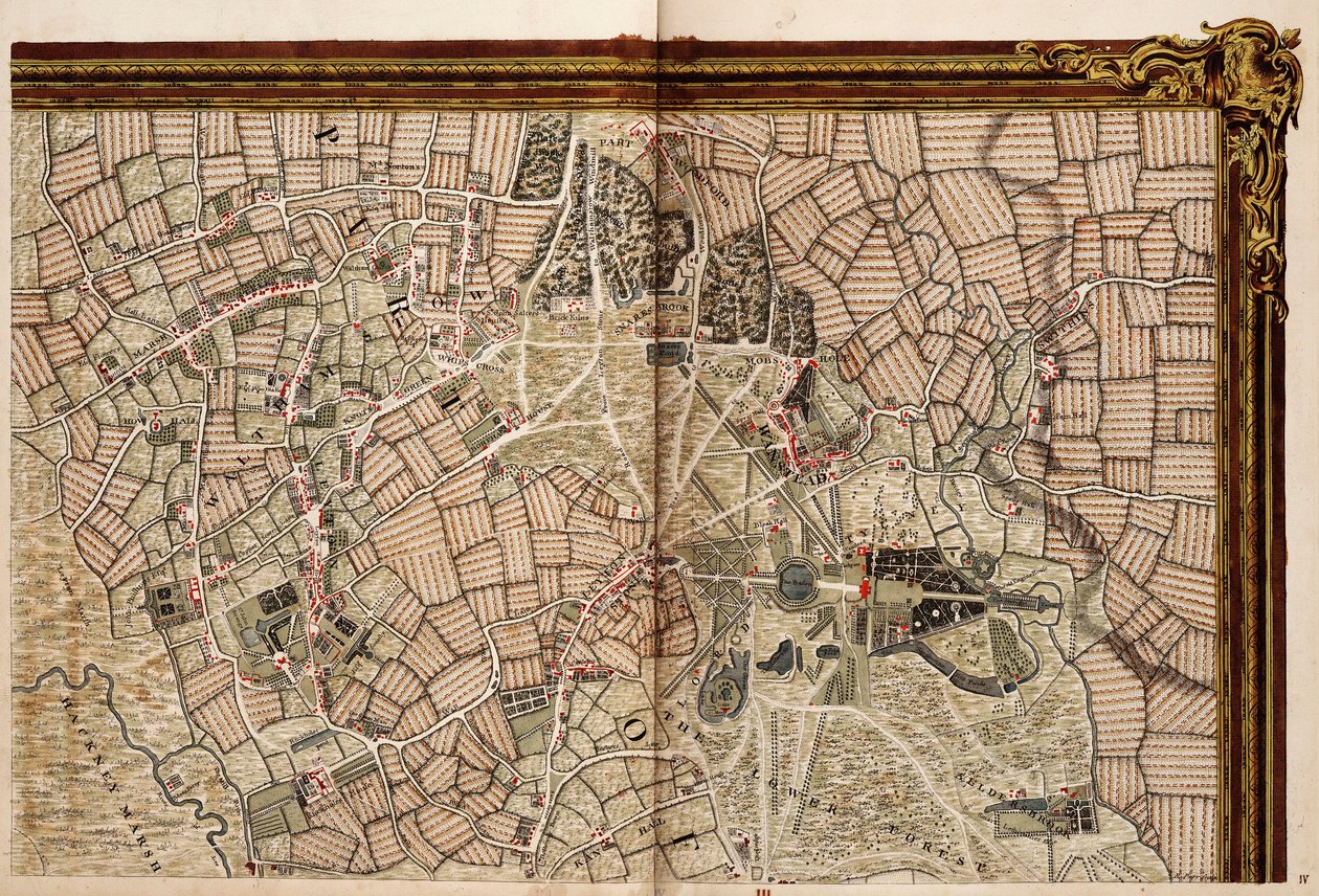 Karte von Hackney, Waltham und Wanstead von John Rocque