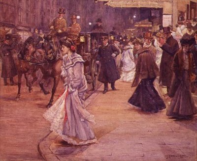 Menschenmenge vor dem Theater von John Sanderson Wells