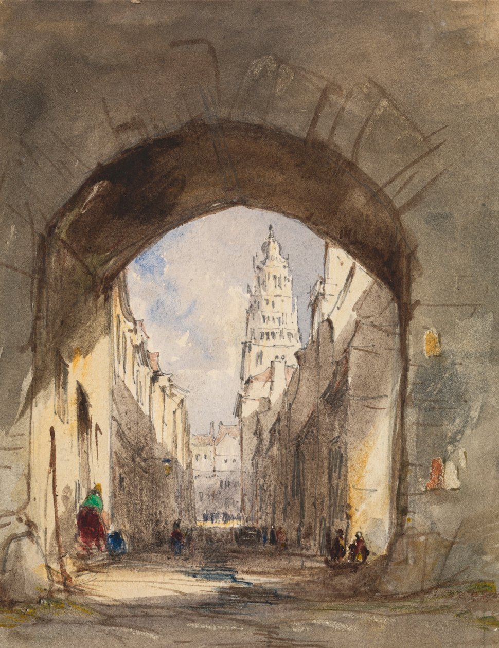 Straßenszene in Calais von John Scarlett Davis