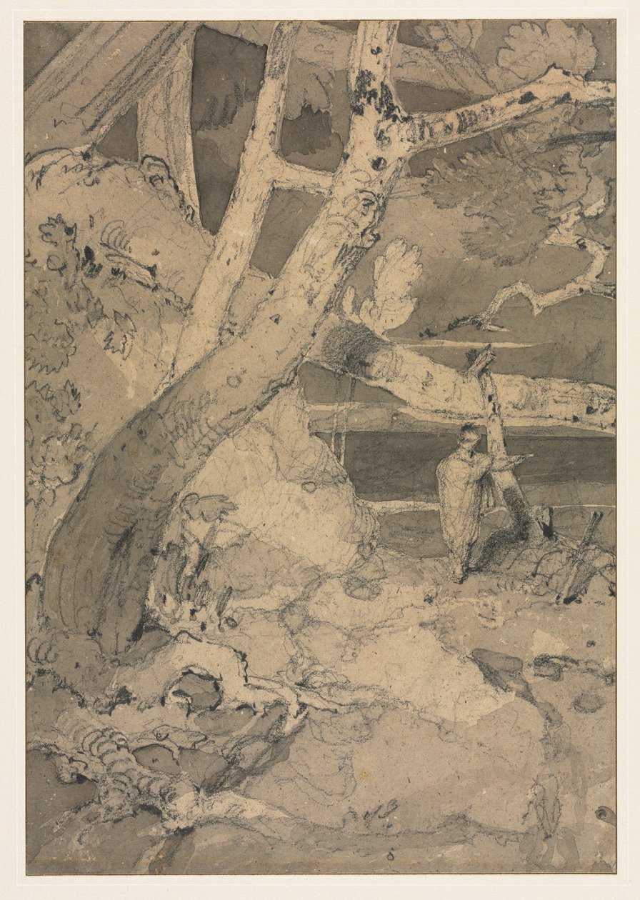 Reisender in einer Waldlandschaft von John Sell Cotman