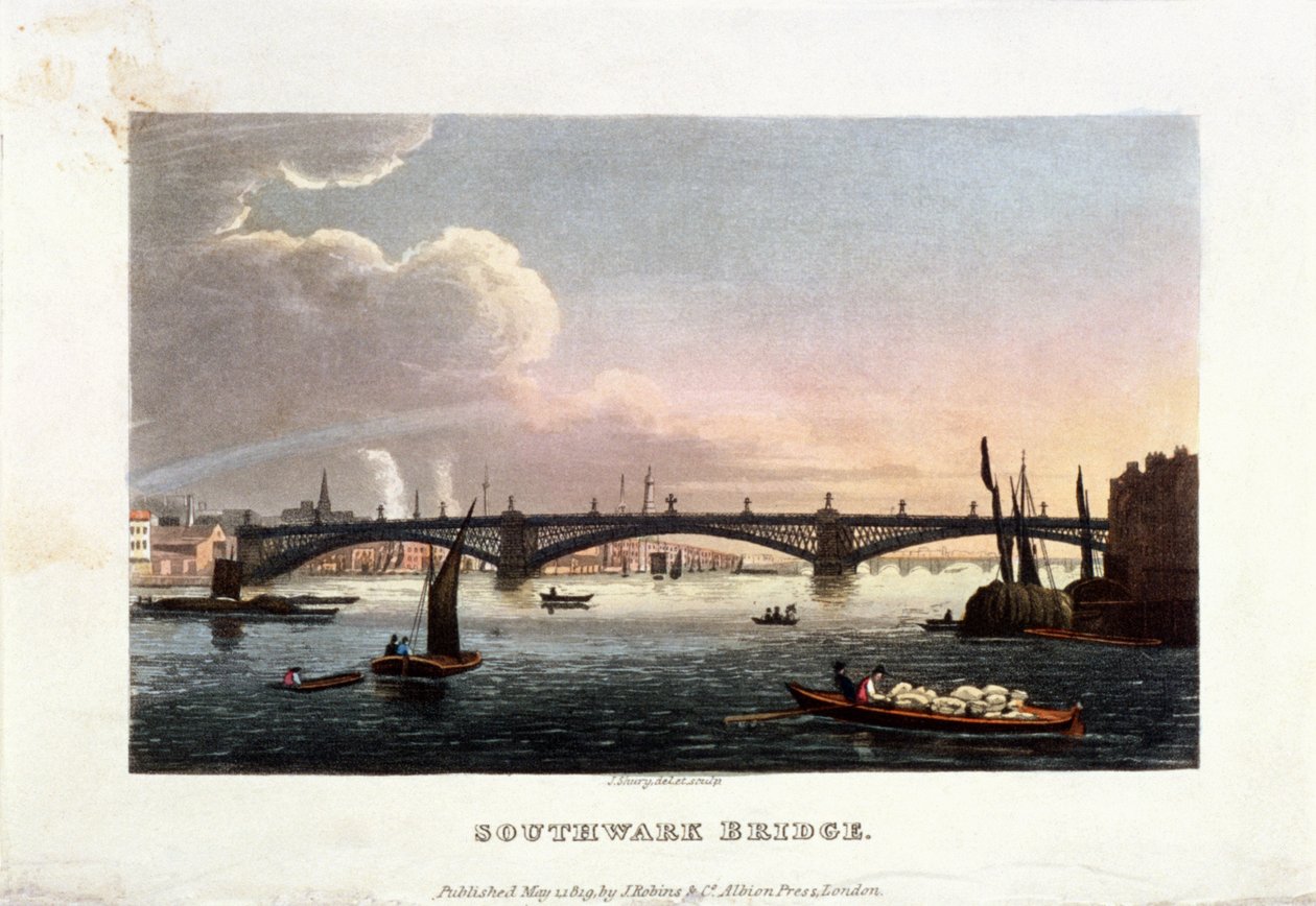 Southwark Bridge, London, 1819 von John Shury
