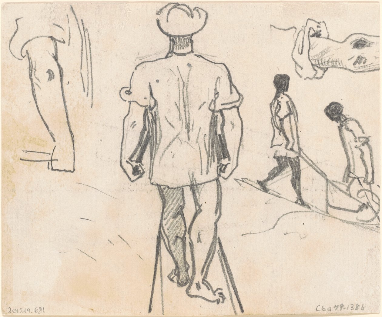 Studien von Bauern mit Schubkarren [verso] von John Singer Sargent