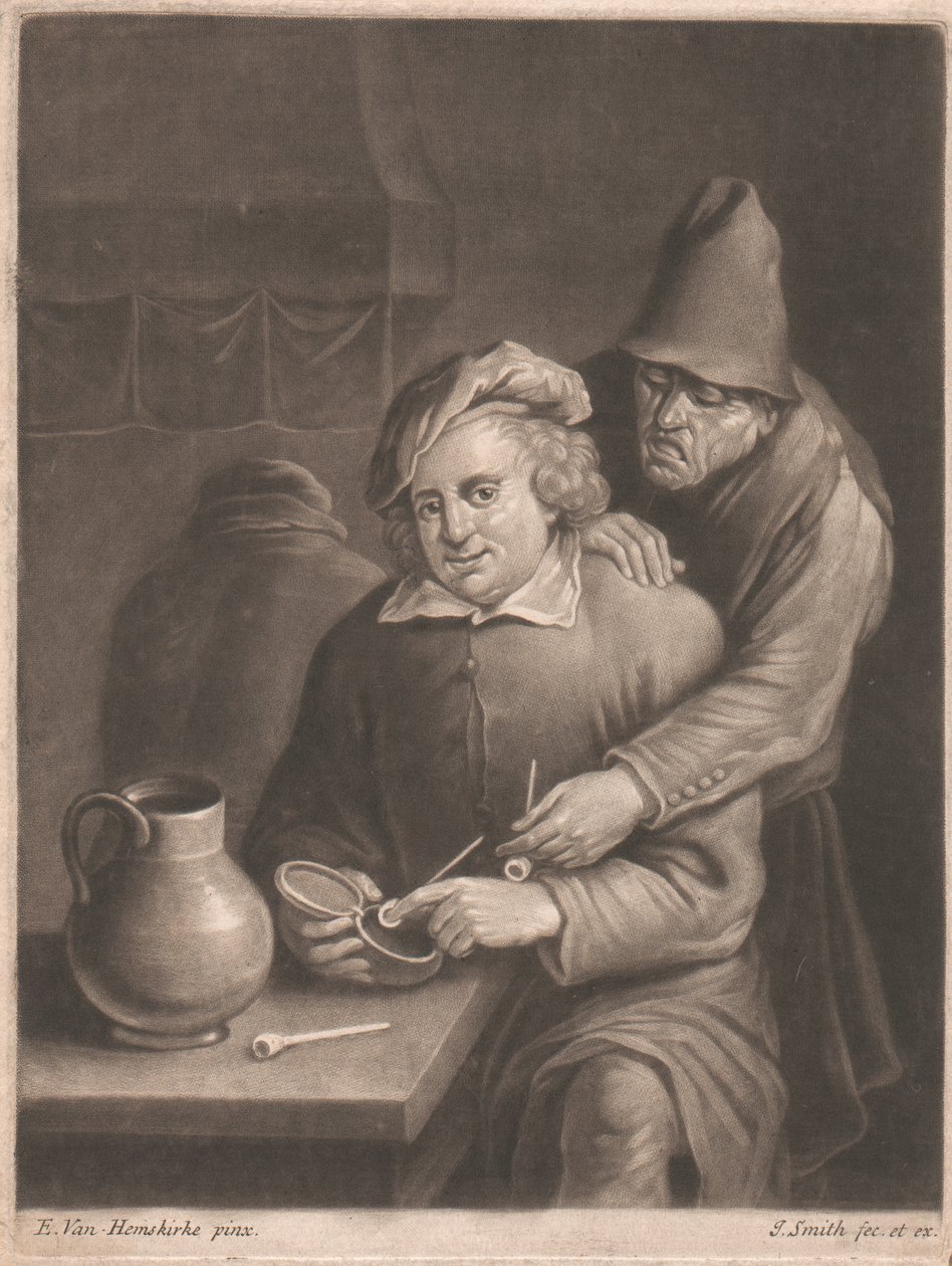Ein Raucher am Tisch sitzend von John Smith