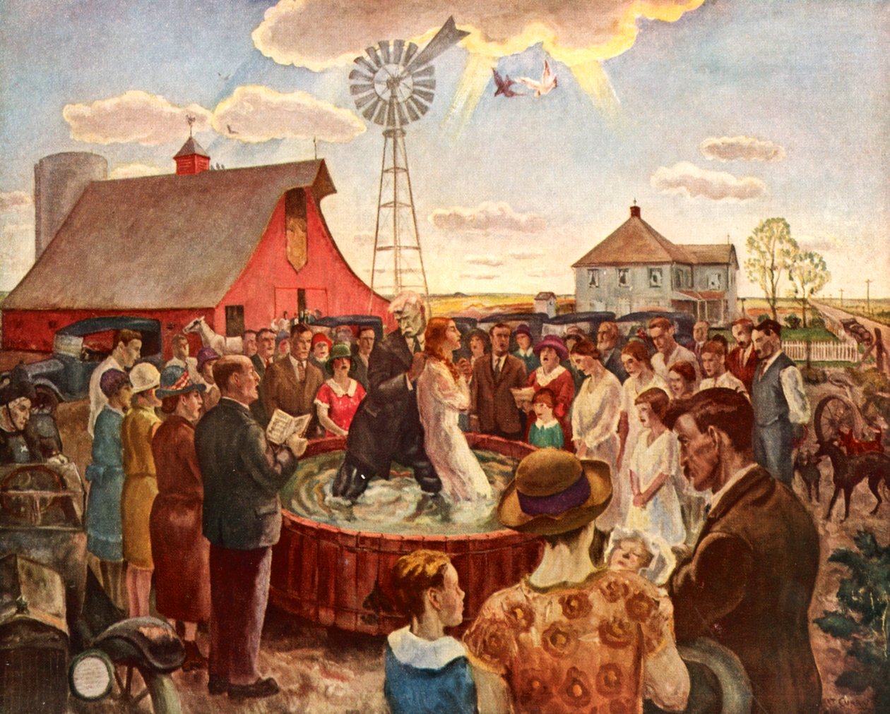Taufe in Kansas, Buchplatte von John Steuart Curry