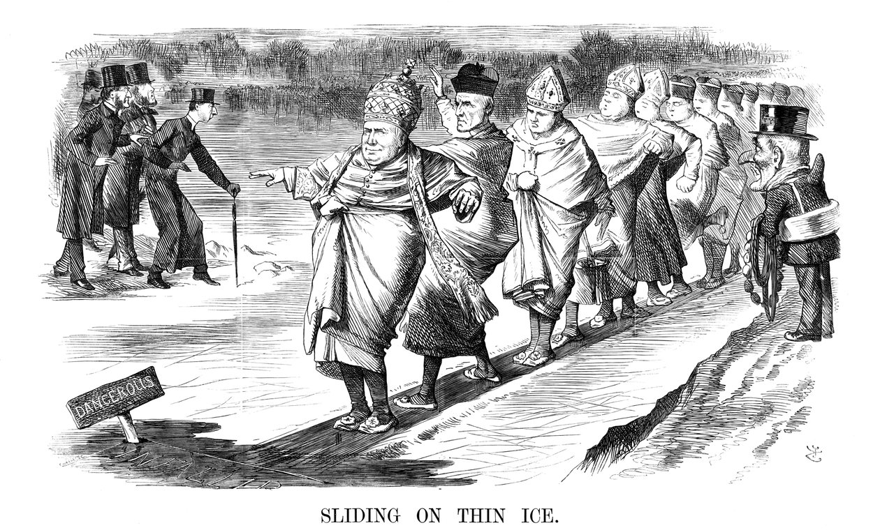 Auf dünnem Eis rutschen von John Tenniel