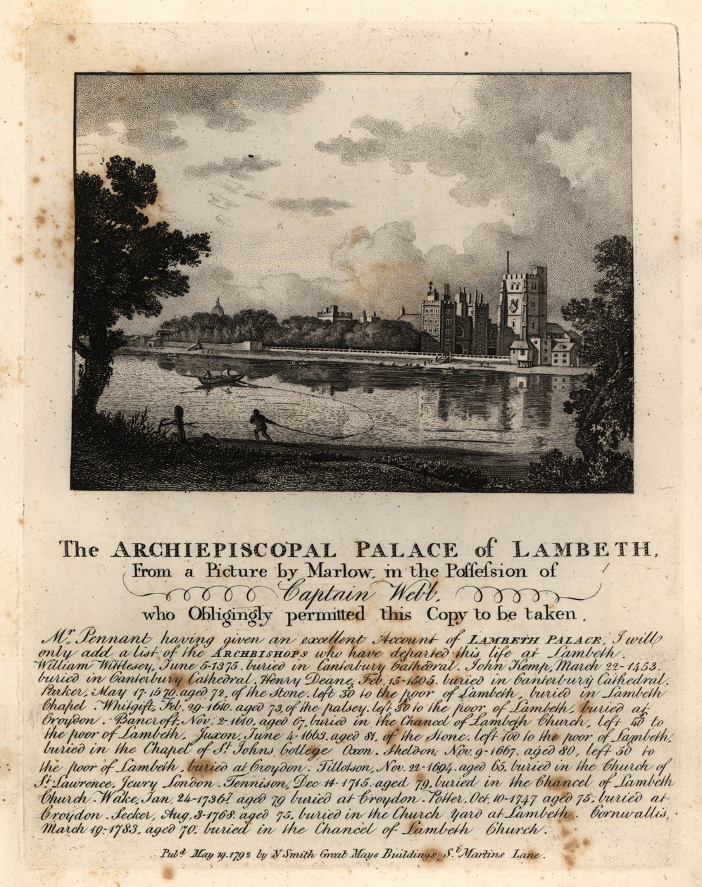 Ansicht des Lambeth Palace, London von John Thomas Smith