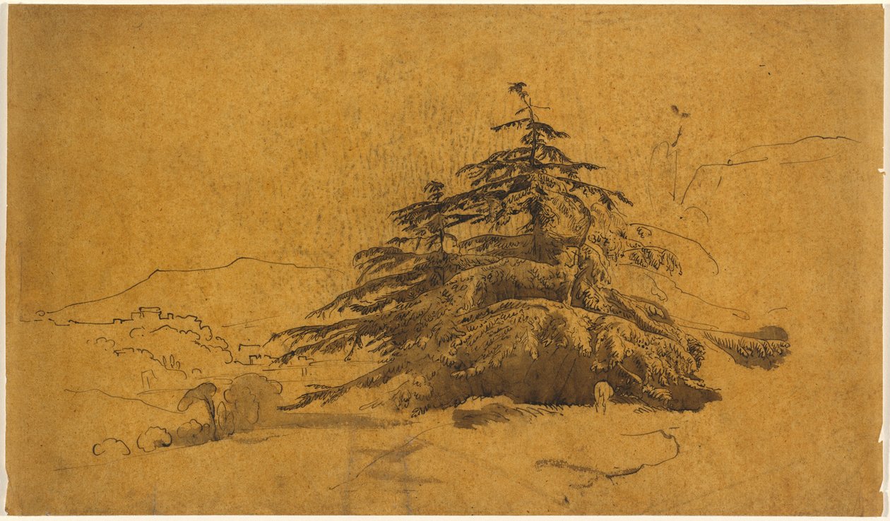 Studie von Bäumen in einer Landschaft von John Varley