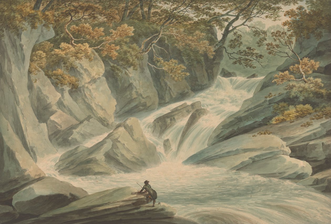 Hafod: Oberer Teil des Wasserfalls von John Warwick Smith