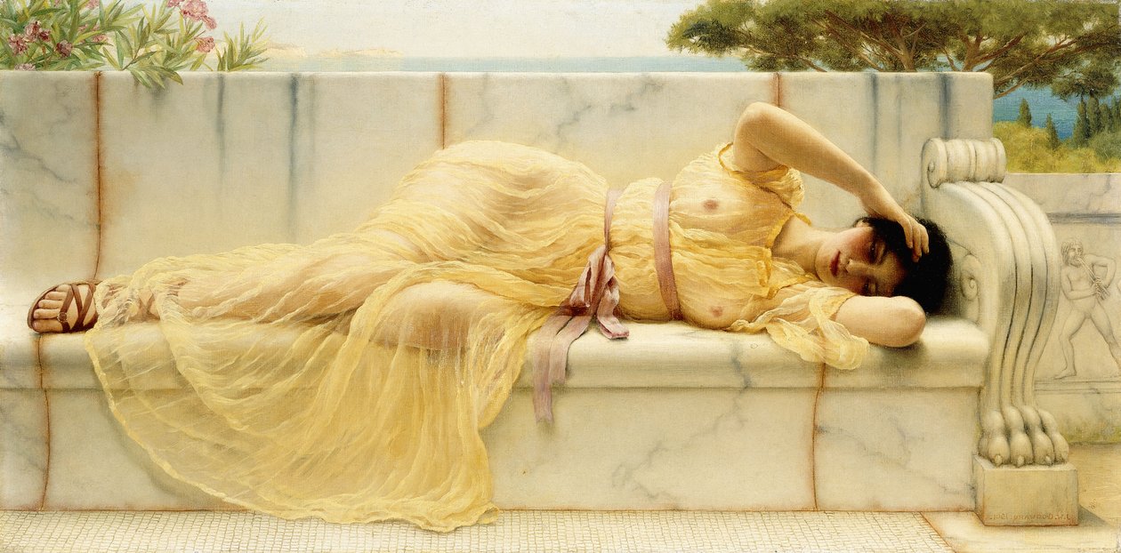 Mädchen in gelbem Gewand, 1901 von John William Godward