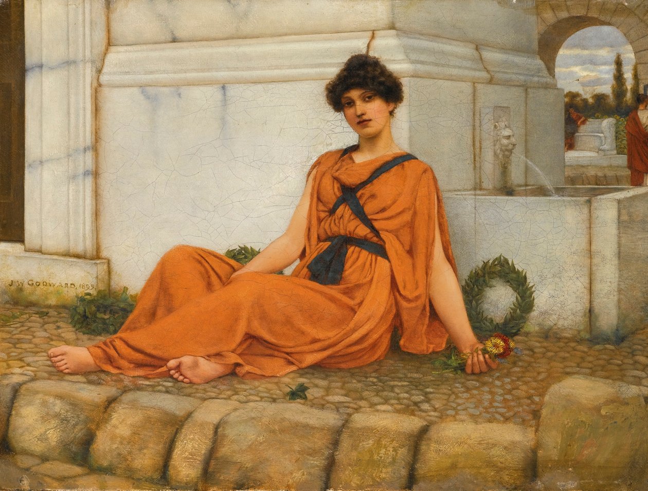 Ruhe, das Blumenmädchen von John William Godward