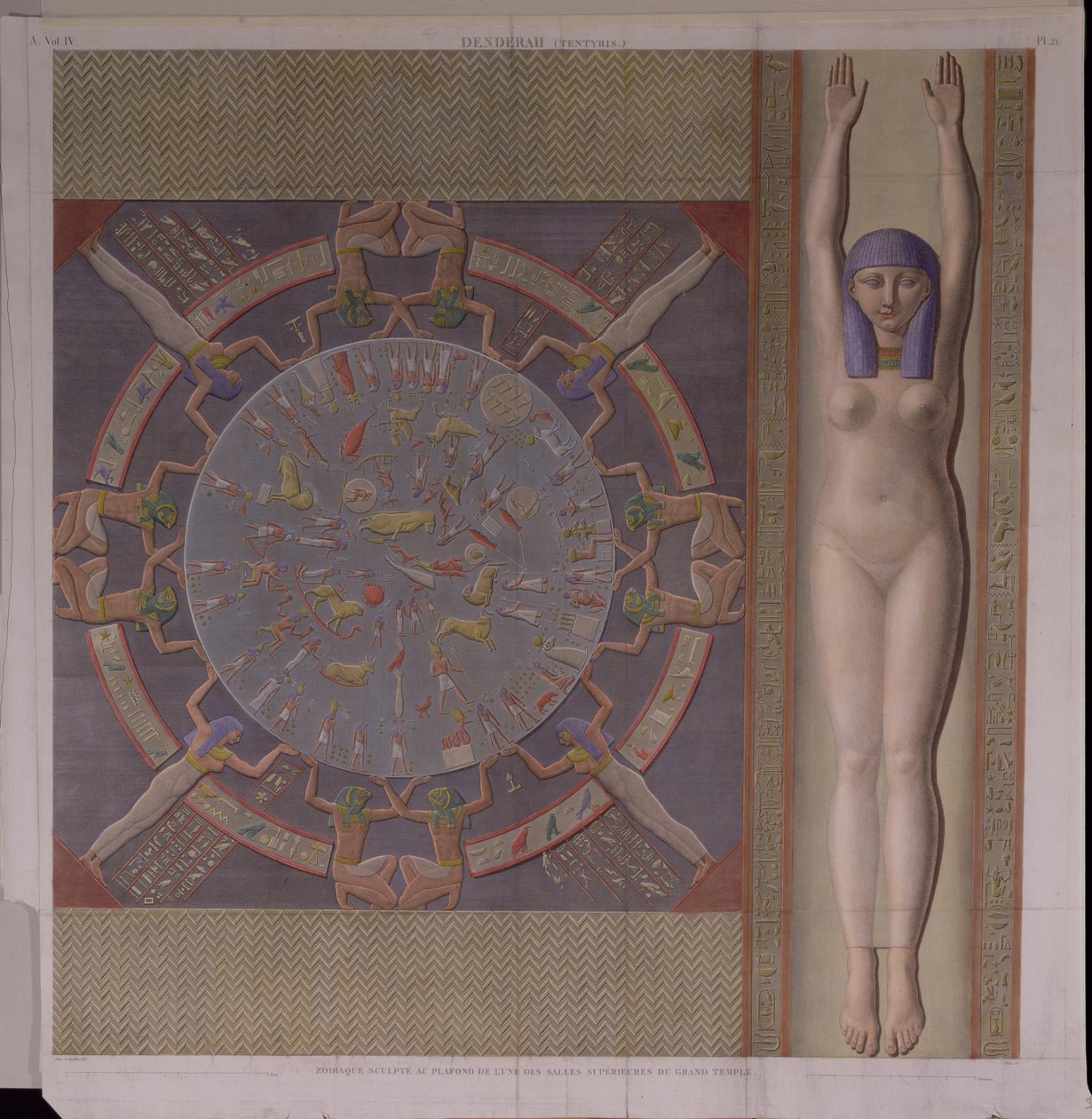 Zodiak-Decke aus dem Großen Tempel von Denderah, aus 