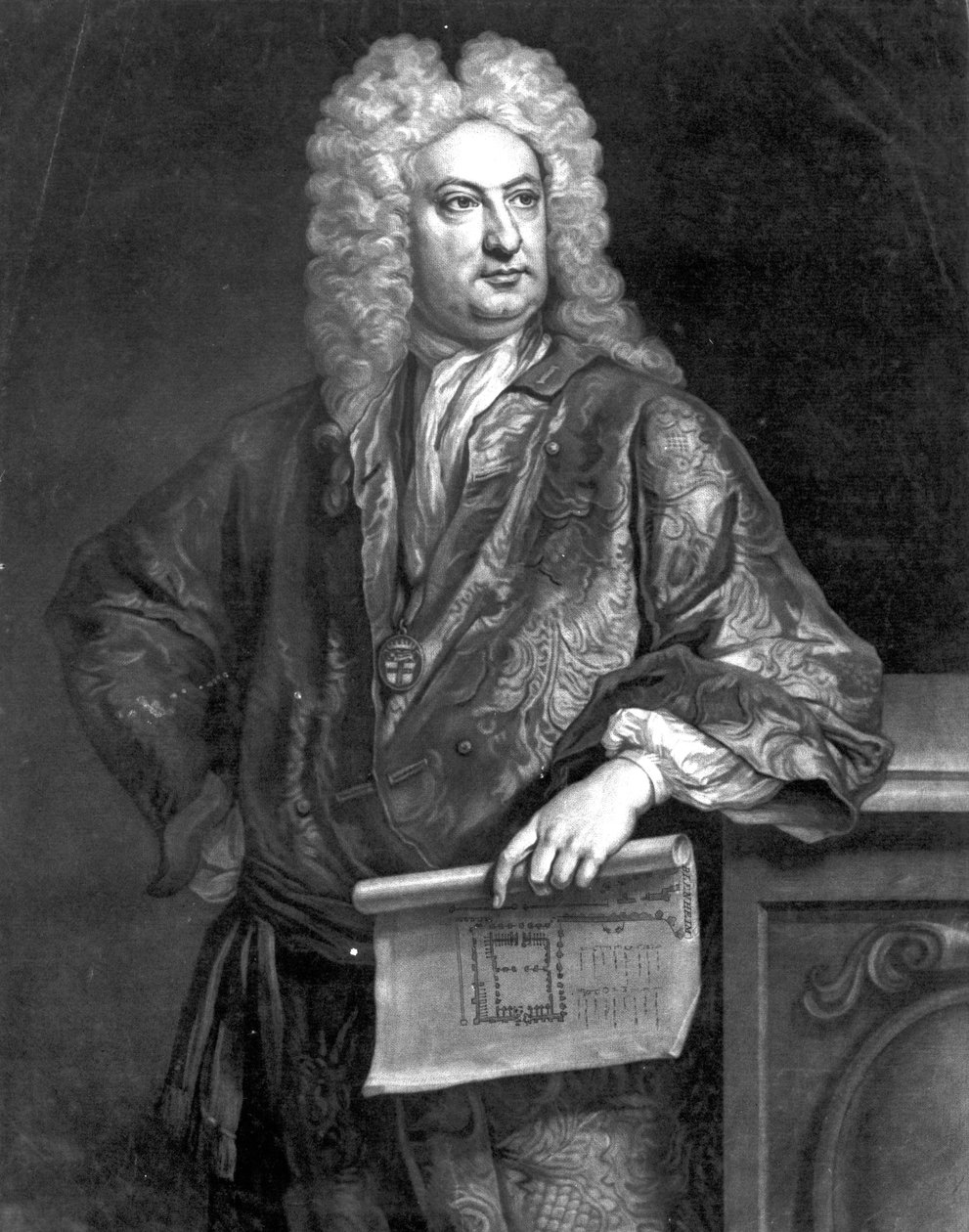 Sir John Vanbrugh, graviert von John Faber dem Jüngeren, 1727 von Jonathan Richardson