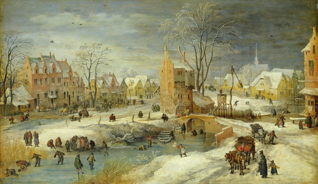 Dorf im Winter von Joos or Josse de Momper