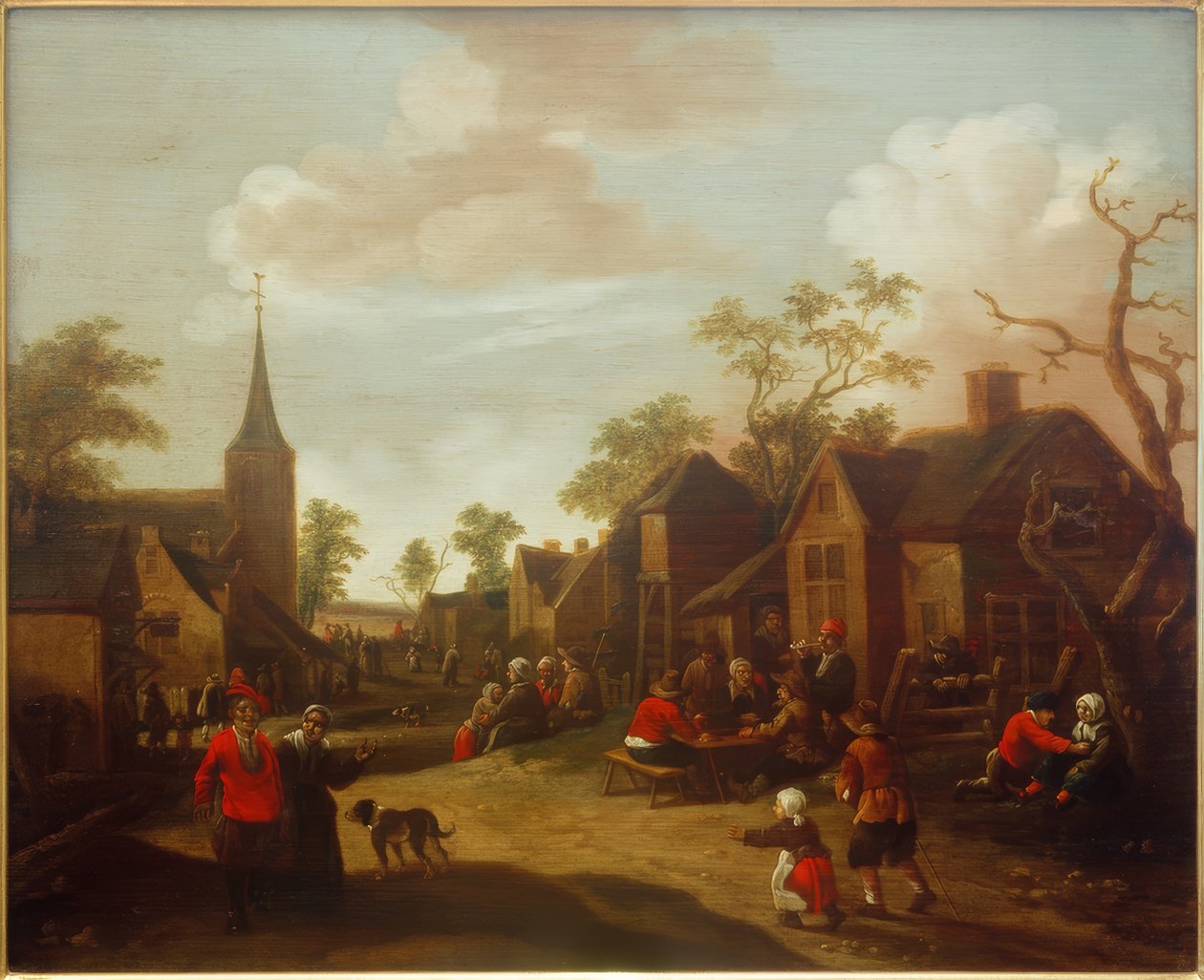 Belebte Dorfstraße von Joost Cornelisz. Droochsloot