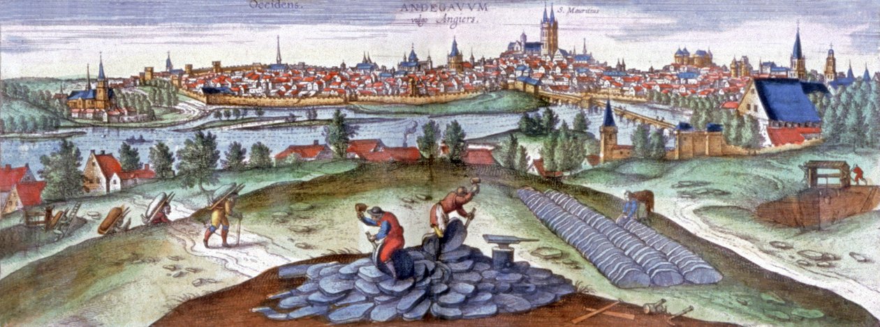 Schieferbergwerk in Angers, ca. 151 (Gravur) von Joris Hoefnagel
