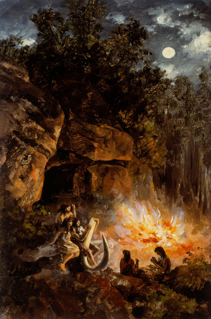 Szene aus dem Quartären Oberen Paläolithikum von José Marí Velasco
