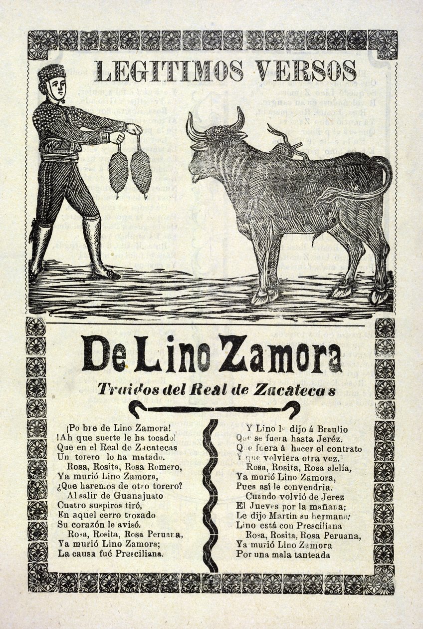 Legítimos versos de Lino Zamora traidos del Real de Zacatecas, veröffentlicht 1903 von José Guadalupe Posada