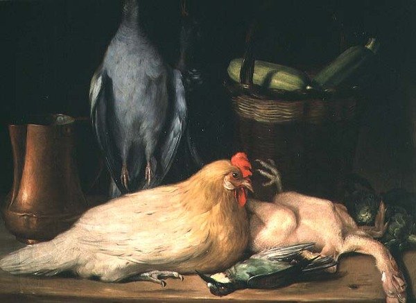 Stillleben mit Huhn von Jose Lopez Enguidanos