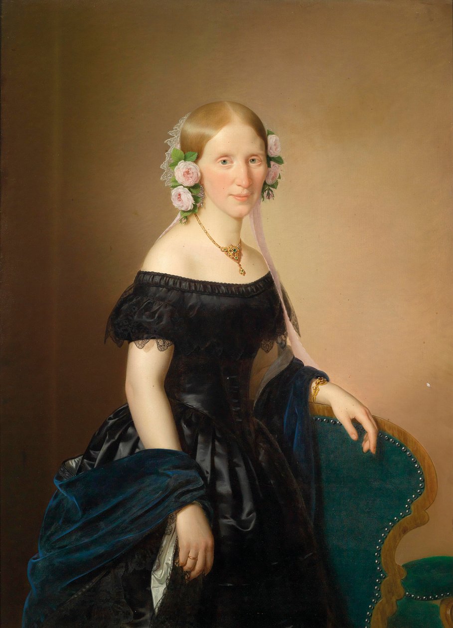 Bildnis einer Dame mit Rosen im Haar von Josef Weidner