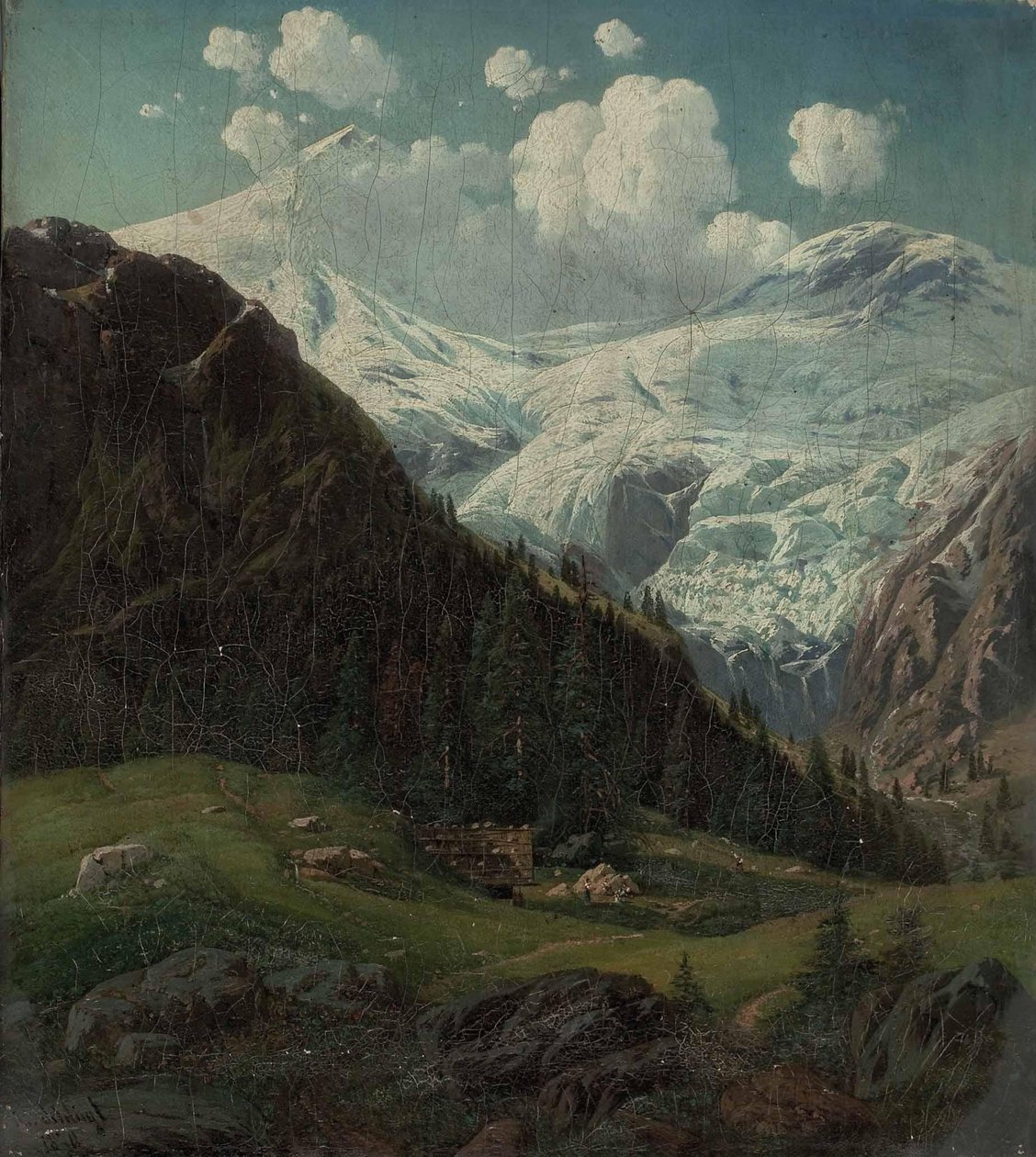 Tiroler Hochalm mit Blick auf den Hintertuxer Gletscher von Josef von Schlogl