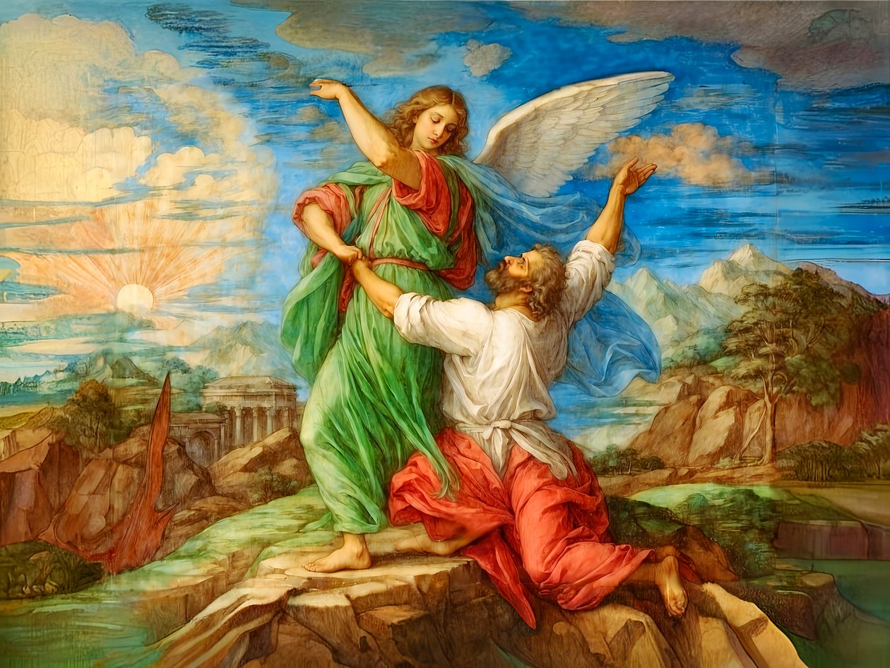 Jakob ringt mit Gott von Josef Johann Michel