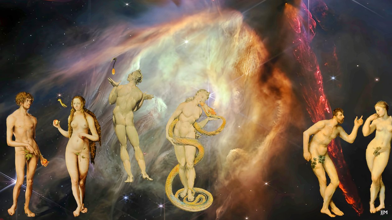 JJM-recreate: Blake-Cranach-Rubens_Die Versuchung+JWST von Josef Johann Michel