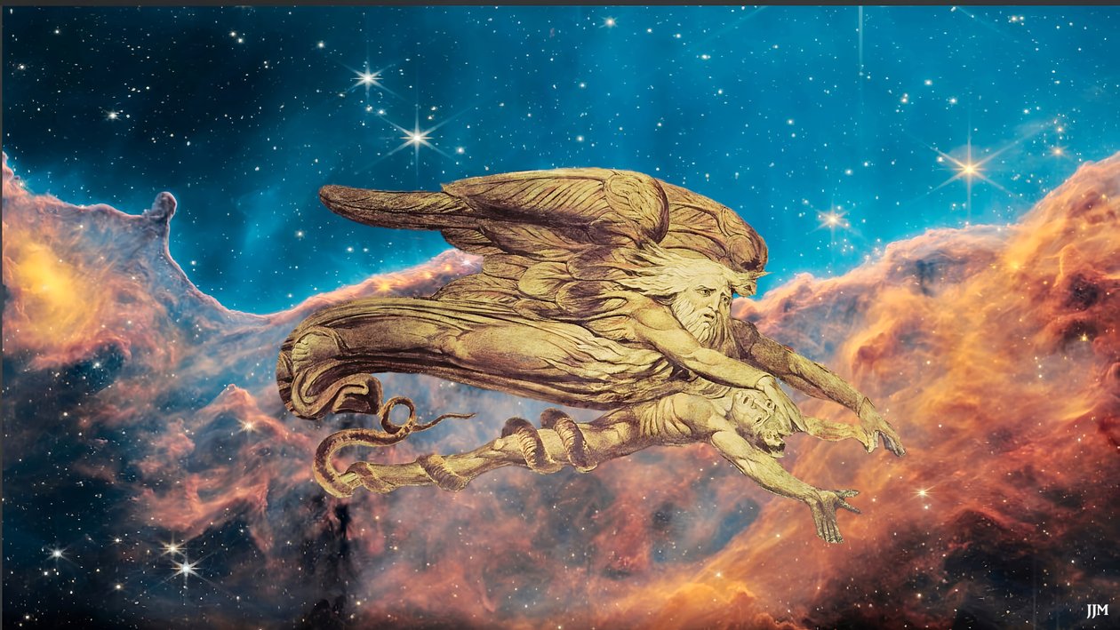 JJM-recreate: Blake-W_Und Elohim schuf Adam+JWST von Josef Johann Michel