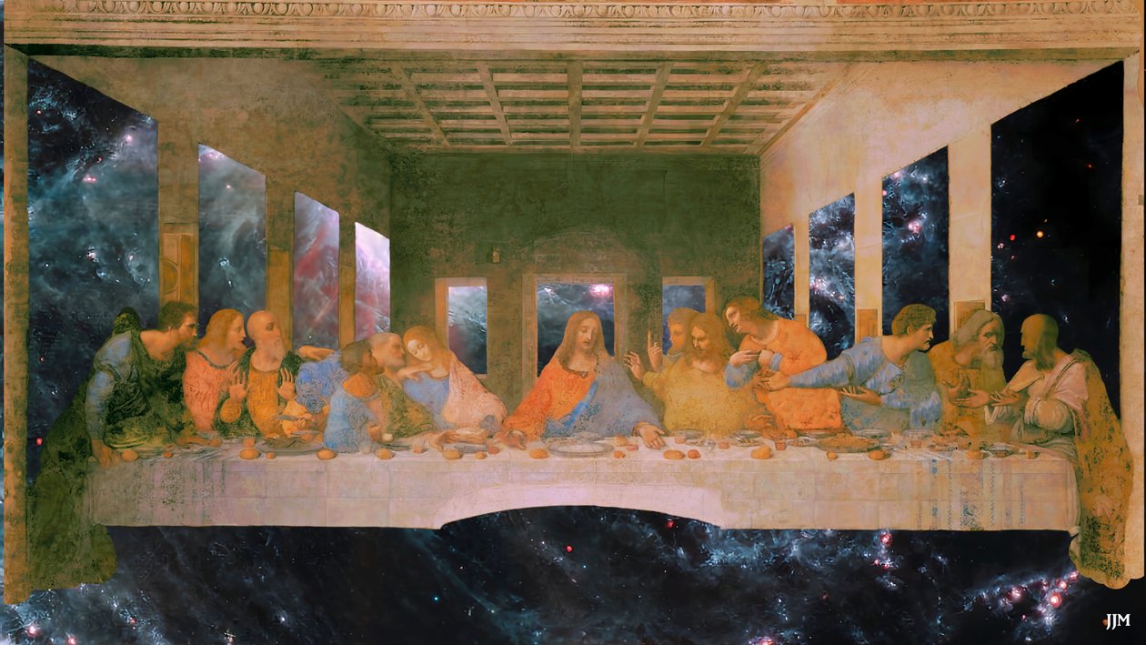 JJM-recreate: Leonardo da Vinci_Das letzte Abendmahl+JWST von Josef Johann Michel