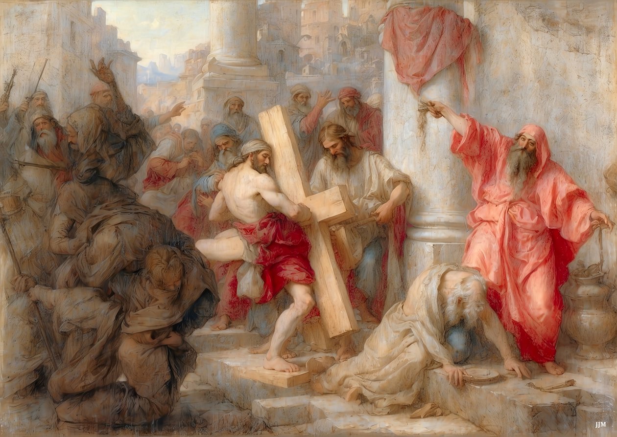 Jesus trägt das Kreuz durch Jerusalem von Josef Johann Michel
