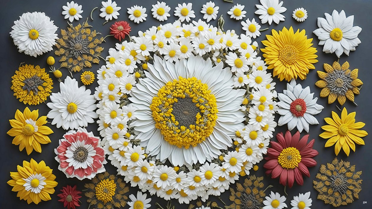 Mandala: Kamille-Matricaria-Elemente_01 von Josef Johann Michel