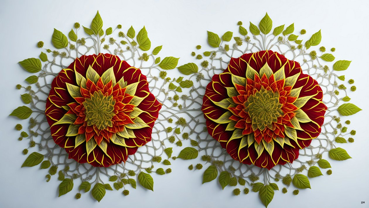 Mandala: Hibiskusblüten-Elemente_01 von Josef Johann Michel