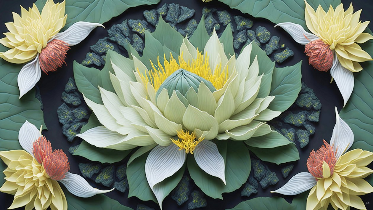 Mandala: Seerosen-Elemente_04 von Josef Johann Michel