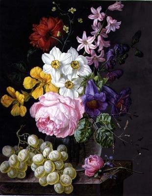 Rosen, Narzissen und Blumen in einer Vase von Josef Lauer
