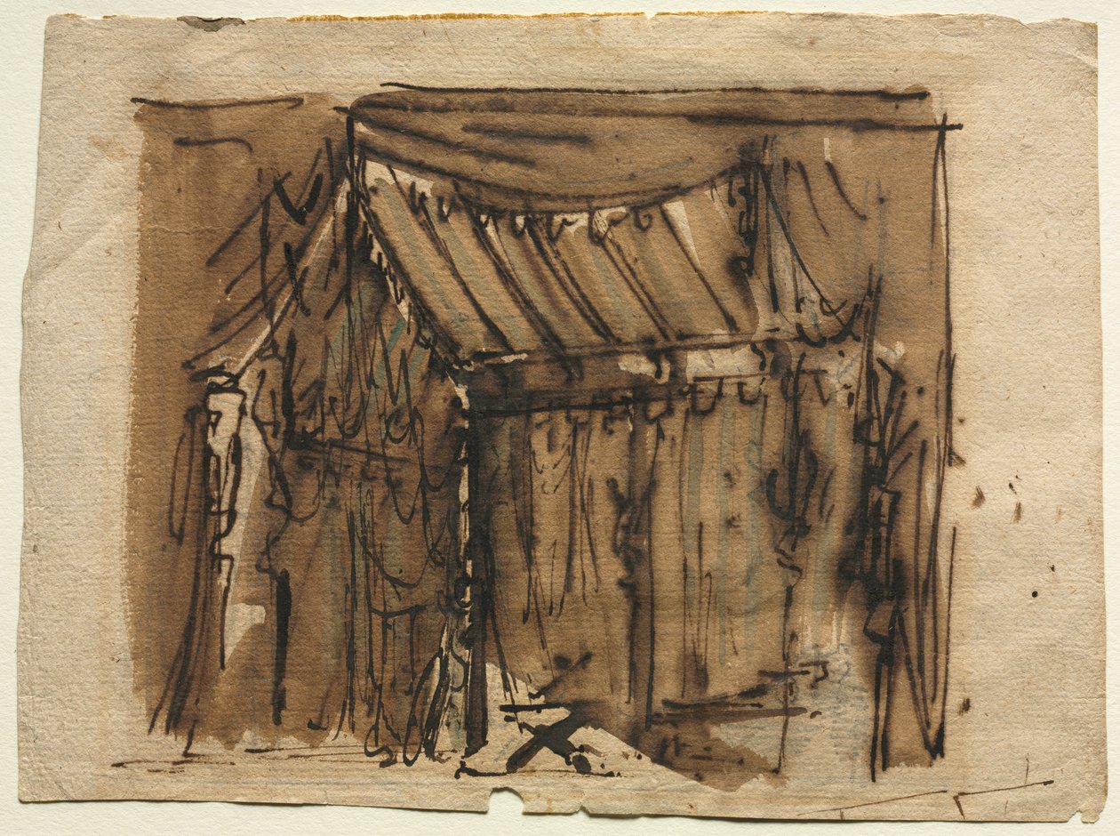 Zelt (recto); Zwei Skizzen (verso) von Josef Platzer