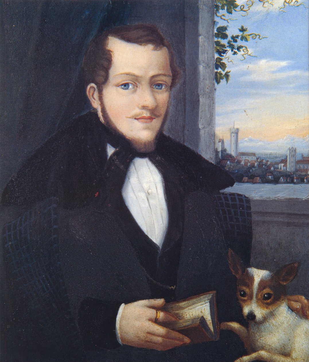 Selbstbildnis Joseph Bayer mit Hund von Joseph Bayer
