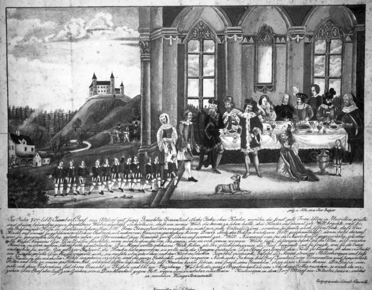Welfensage Kupferstich von Joseph Bayer