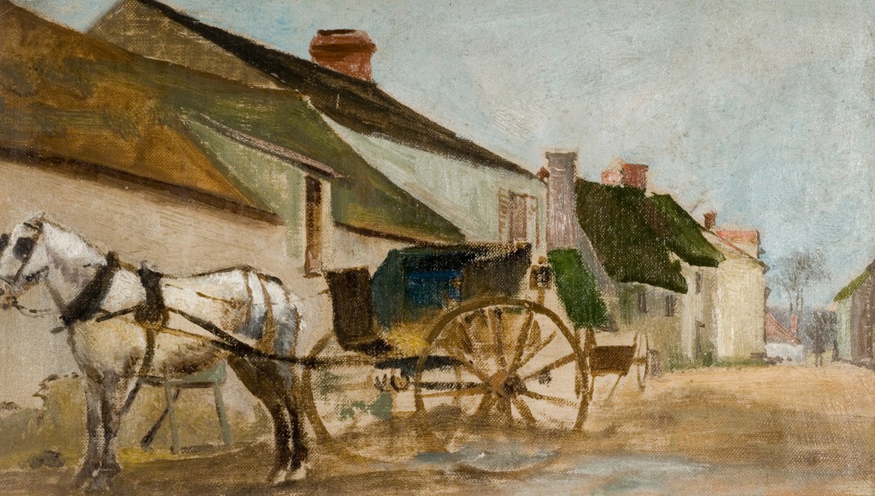 Pony und Kutsche von Joseph Crawhall
