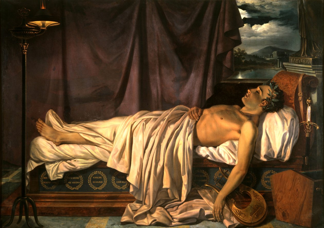 Lord Byron auf seinem Sterbebett von Joseph Dionysius Odevaere