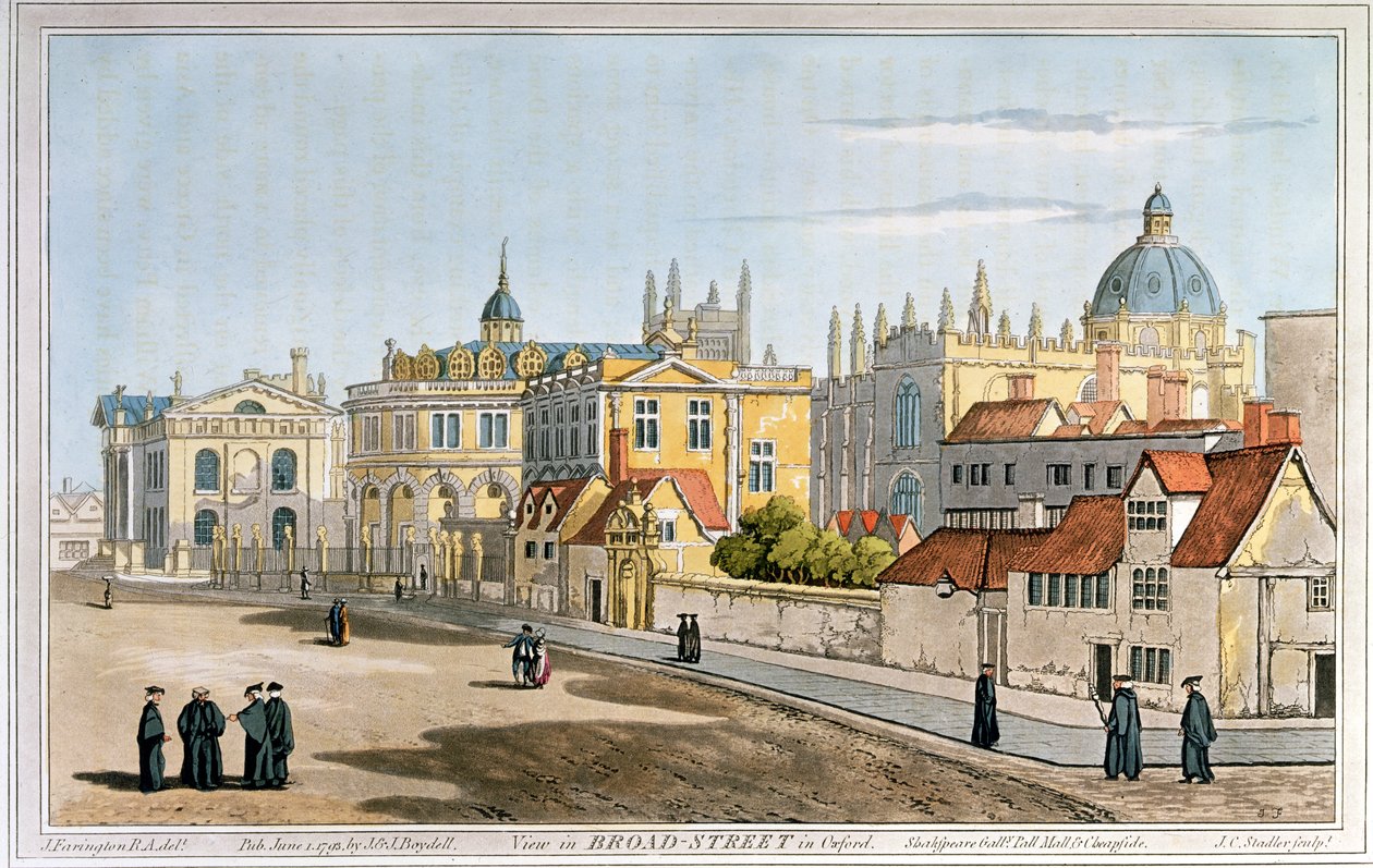 Broad Street, Oxford (Gravur, 1793) von Joseph Farington
