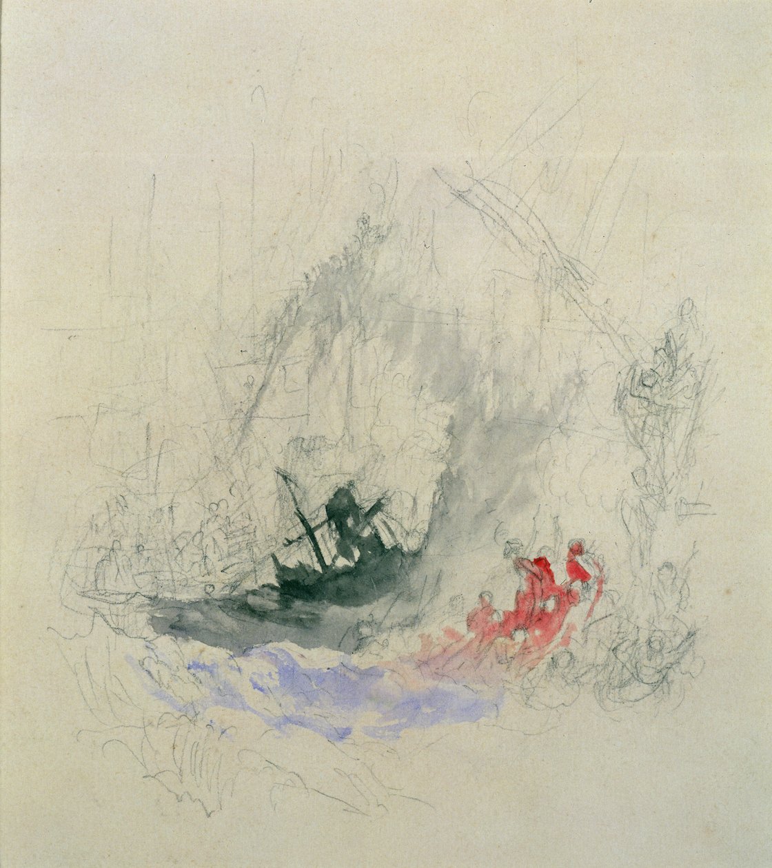 Feuer auf See, Entwurf für eine Vignette, 1835 von Joseph Mallord William Turner