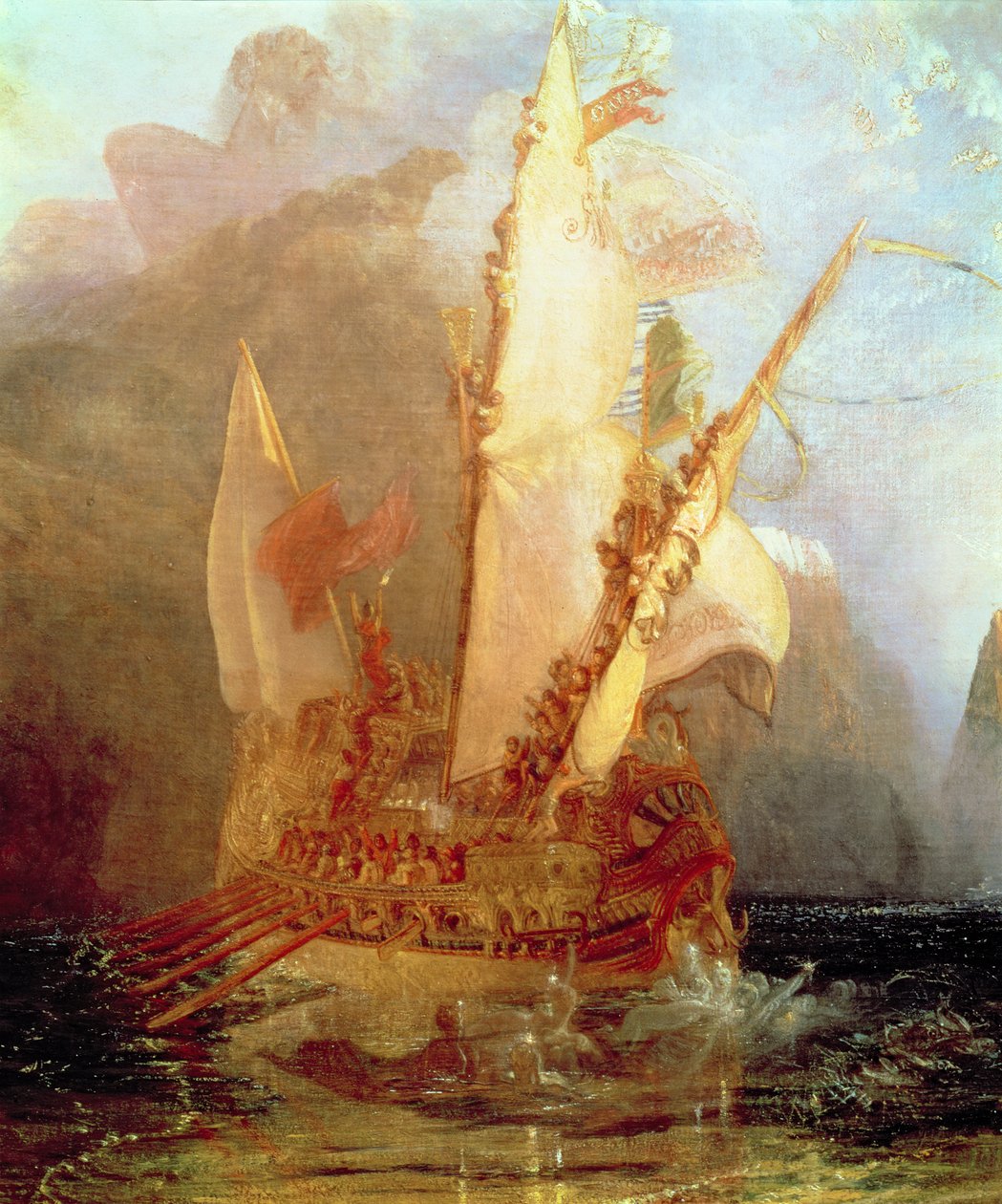 Odysseus verspottet Polyphemus, Detail des Schiffes, 1829 (Detail) von Joseph Mallord William Turner