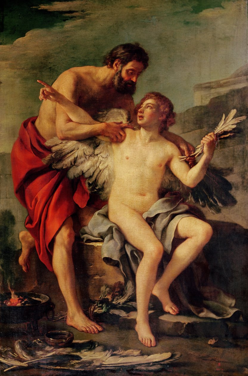 Daedalus befestigt Ikarus