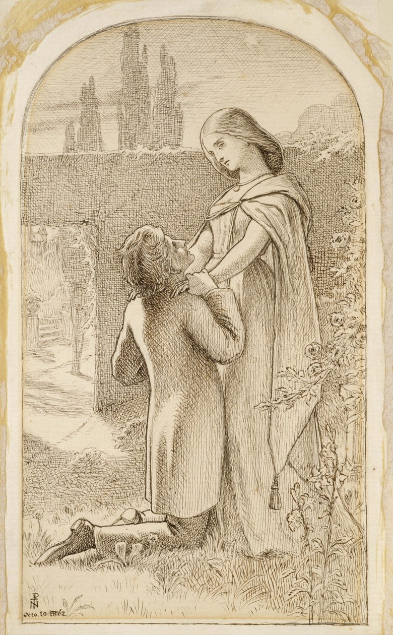 Zwei Liebende in einem sternenklaren Garten, 1862 von Joseph Noel Paton