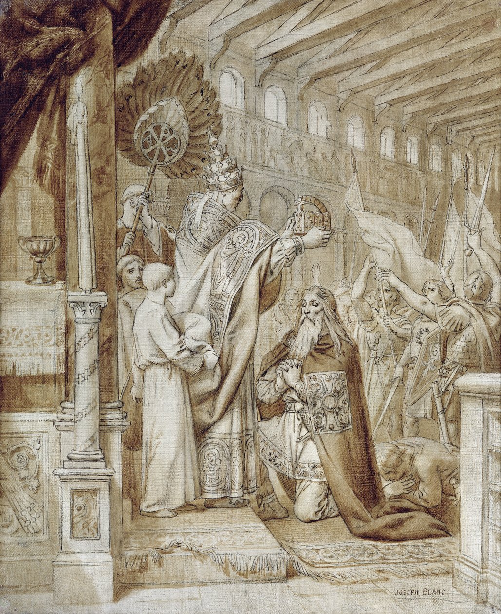 Krönung von Karl dem Großen (742-814) von Joseph Paul Blanc