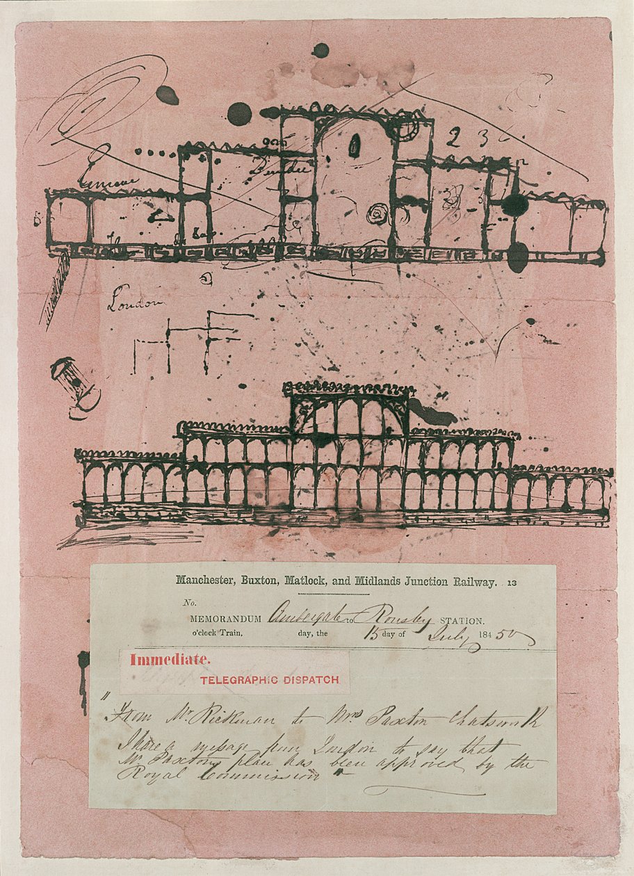Große Ausstellung, 1851: erster Entwurf für das Gebäude, 1850 von Joseph Paxton
