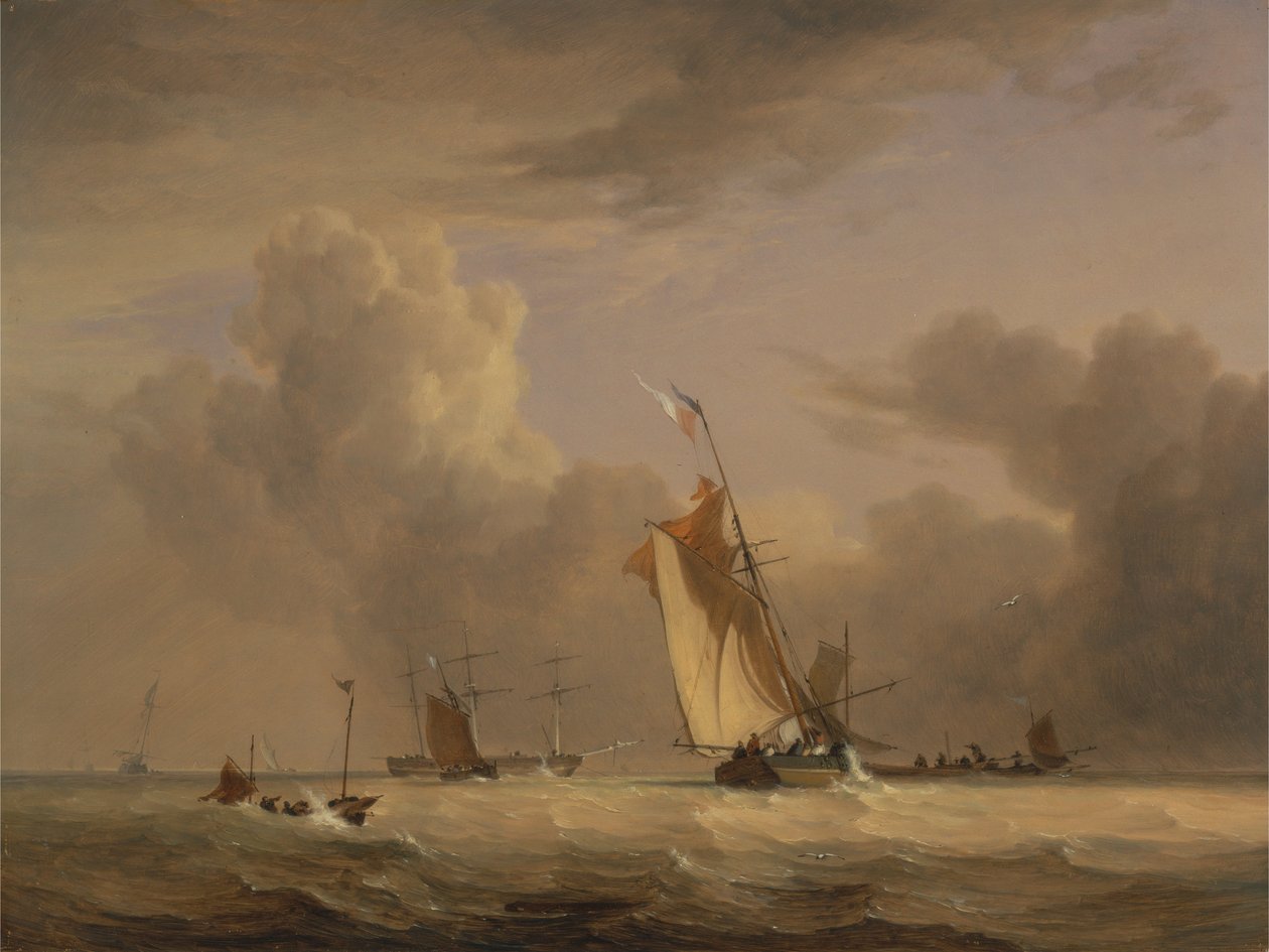 Fischkutter und andere Schiffe bei starkem Wind von Joseph Stannard