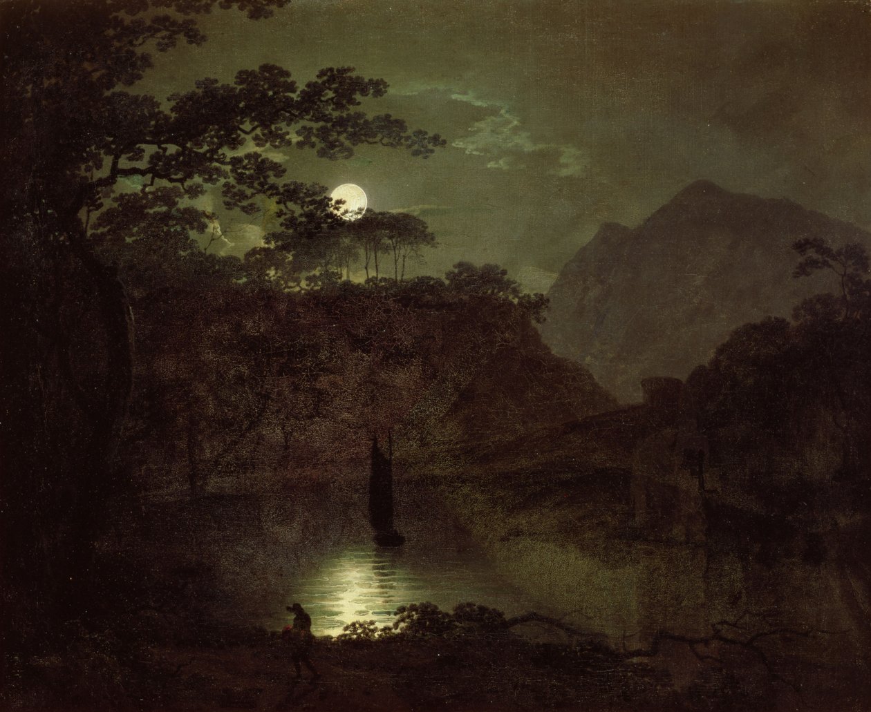 Ein See im Mondlicht von Joseph Wright of Derby