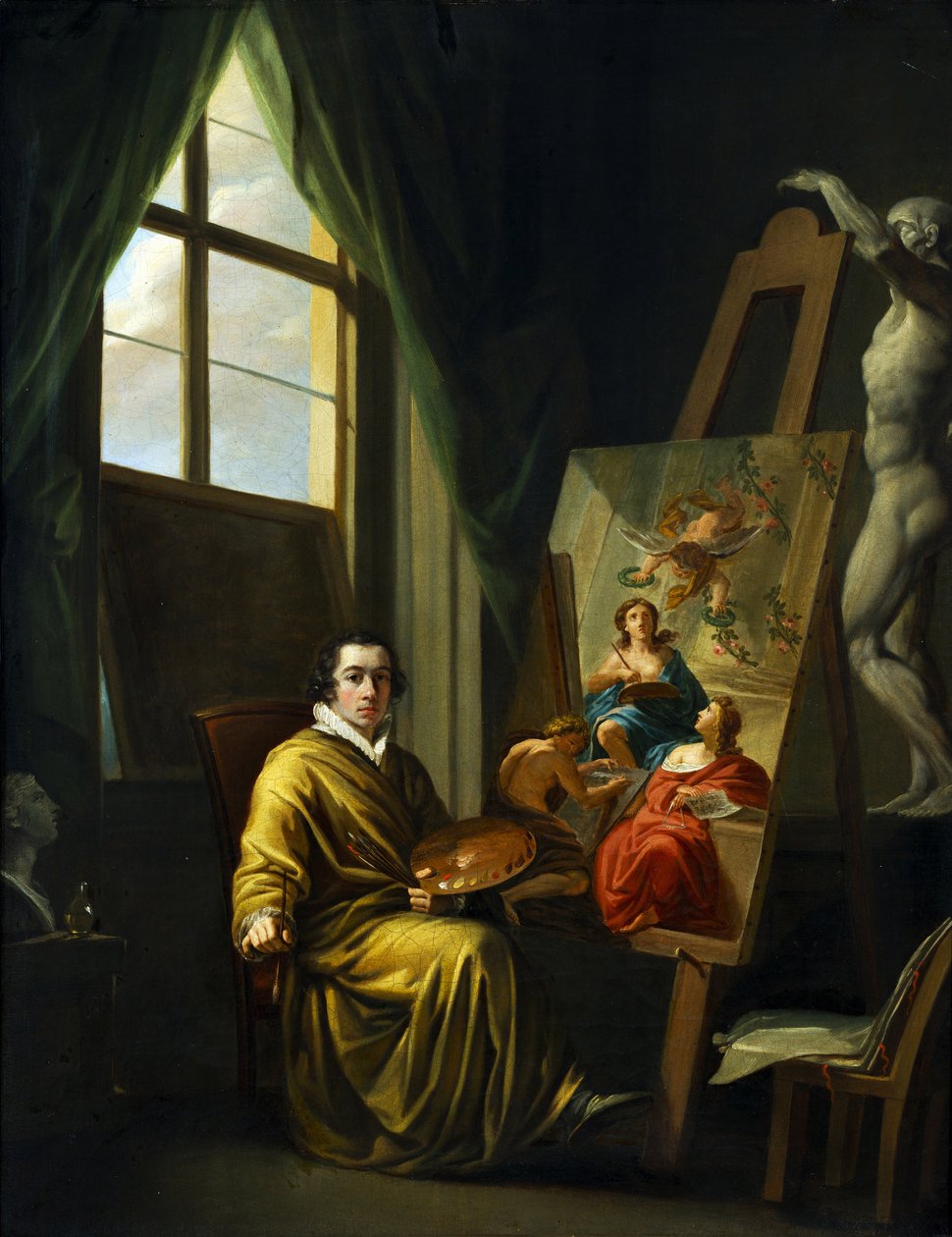 Selbstporträt in seinem Atelier, 1808-1810 von Joseph Abel